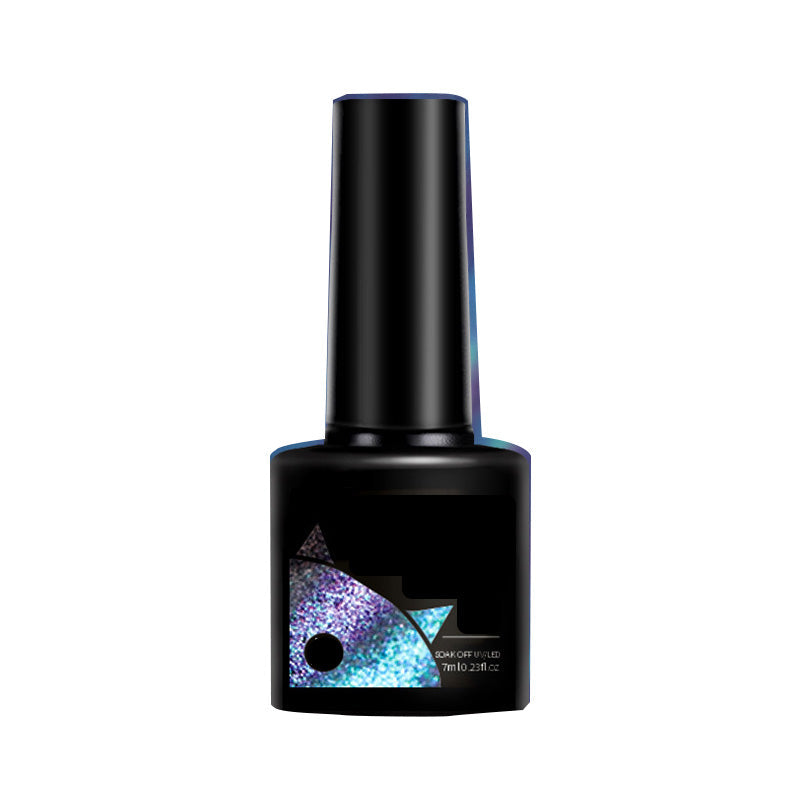 Glitter Rainbow Cat Eye Gel Nail Polish