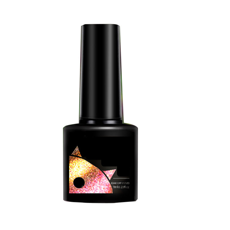Glitter Rainbow Cat Eye Gel Nail Polish