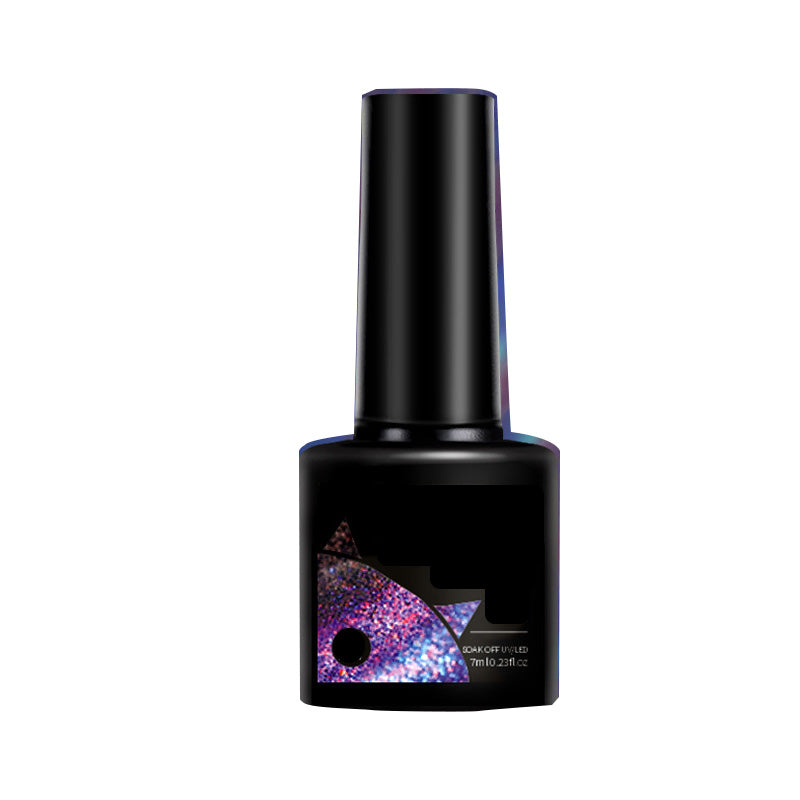 Glitter Rainbow Cat Eye Gel Nail Polish