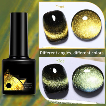 Glitter Rainbow Cat Eye Gel Nail Polish